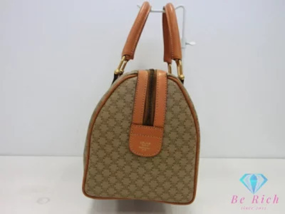 Celine Beige Bag Blazon Handbag Macadam Travel Brown Leather Boston Tan Brown